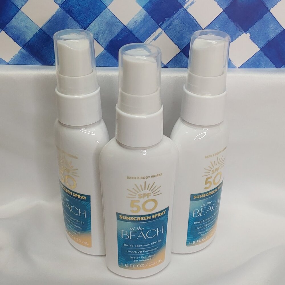 BATH & BODY WORKS 'AT THE BEACH' 3-PIECE SUNSCREEN SPRAY SPF50, TRAVEL SIZE SET - Picture 15 of 15